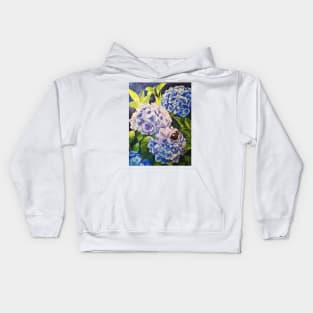 Blue hydrangeas watercolour painting Kids Hoodie